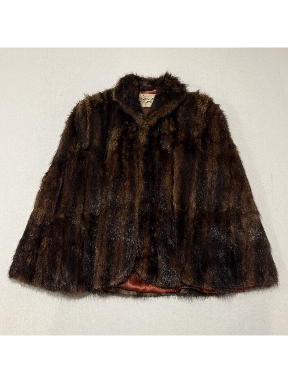 Vintage New York Furs By Gaynor Detroit Mink Fur Poncho Cape Jacket